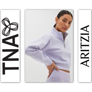 TNA Aritzia Purple 1/4 Zip Cropped Perfect Fleece